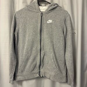 Nike Gray Full-Zip Hooded Jacket for Kids